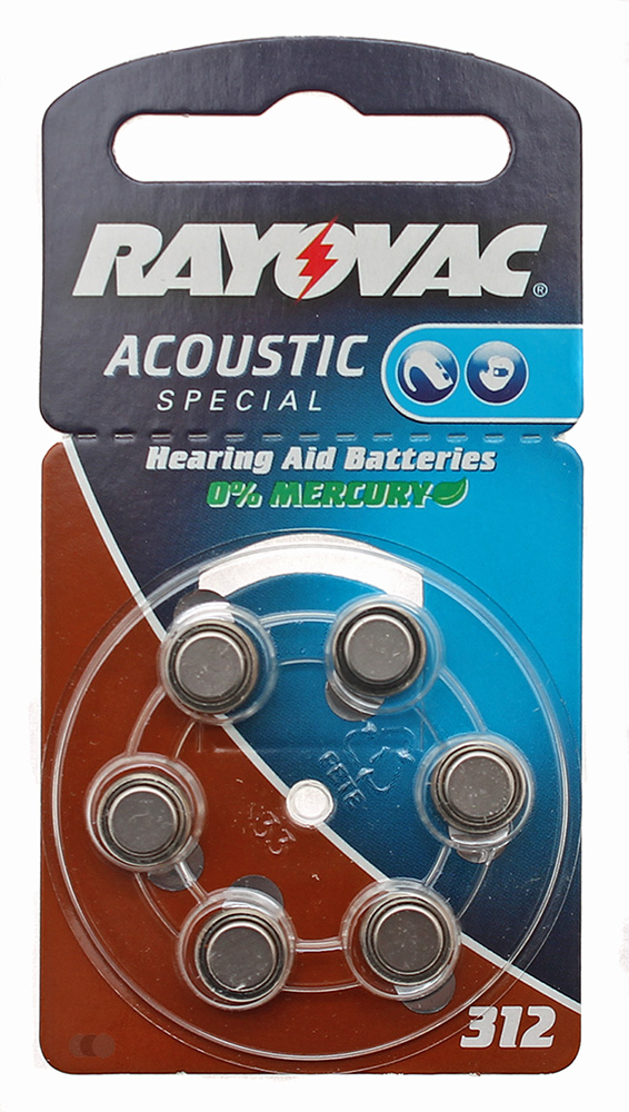 BB 01.19 - 6er Pack Rayovac Acoustic Spezial 312 | PR41 | Knopfzelle Batterie für Hörgeräte | hearing aid | 1,45V 180mAh