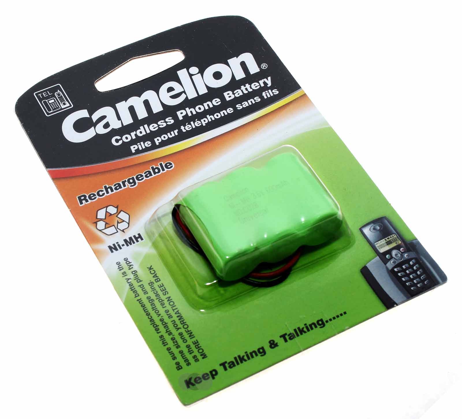 Camelion 3NH-2/3AA600BMU C028 NiMH Akku für AT&T General Electric Sanyo u.a. DECT Telefone | ersetzt GP 60AAH3BMU u.a. | 3,6V 600mAh