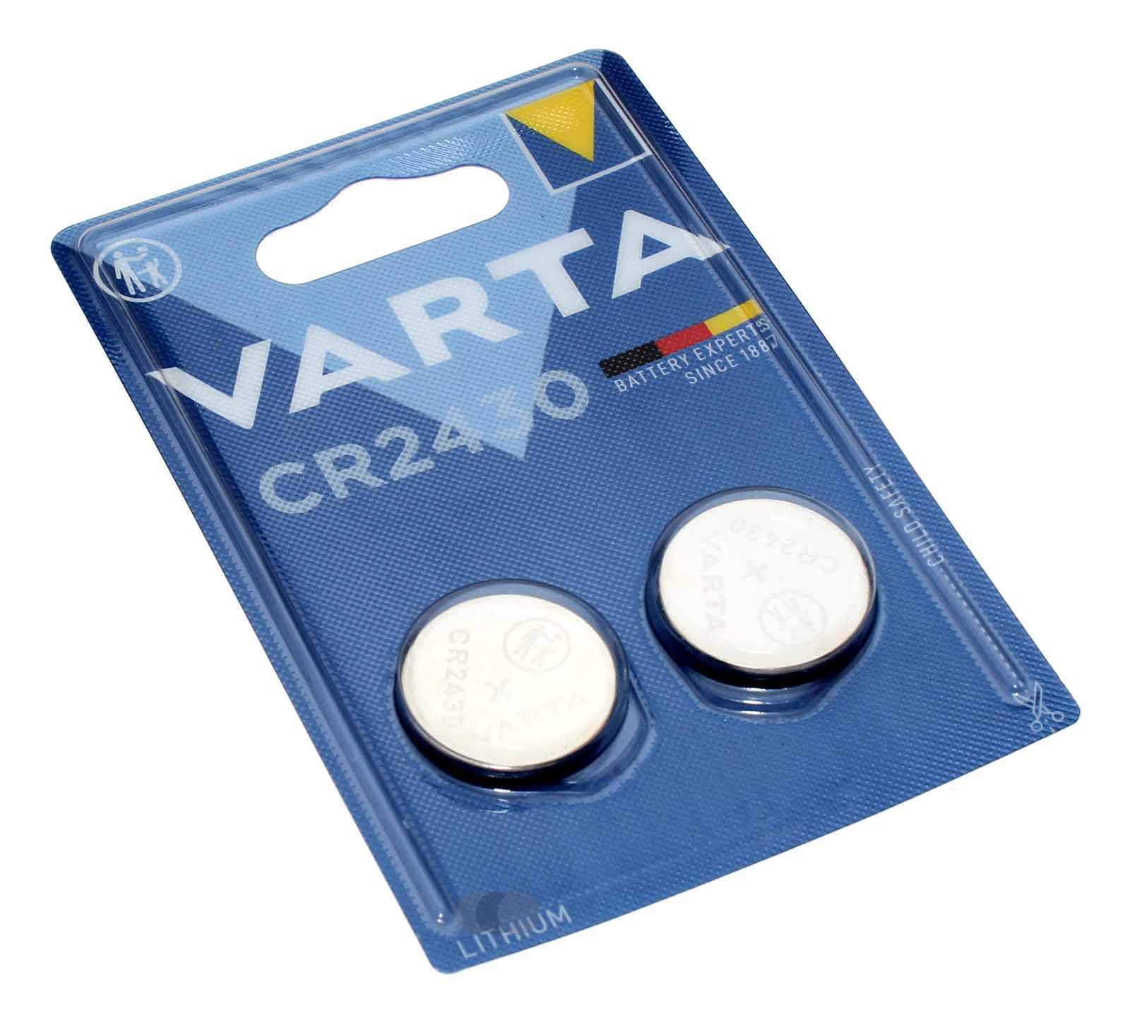 2x Varta CR2430 Lithium Knopfzelle Batterie für Uhren Autoschlüssel u.a., wie BR2430, DL2430 ECR2430, 3V, 280mAh