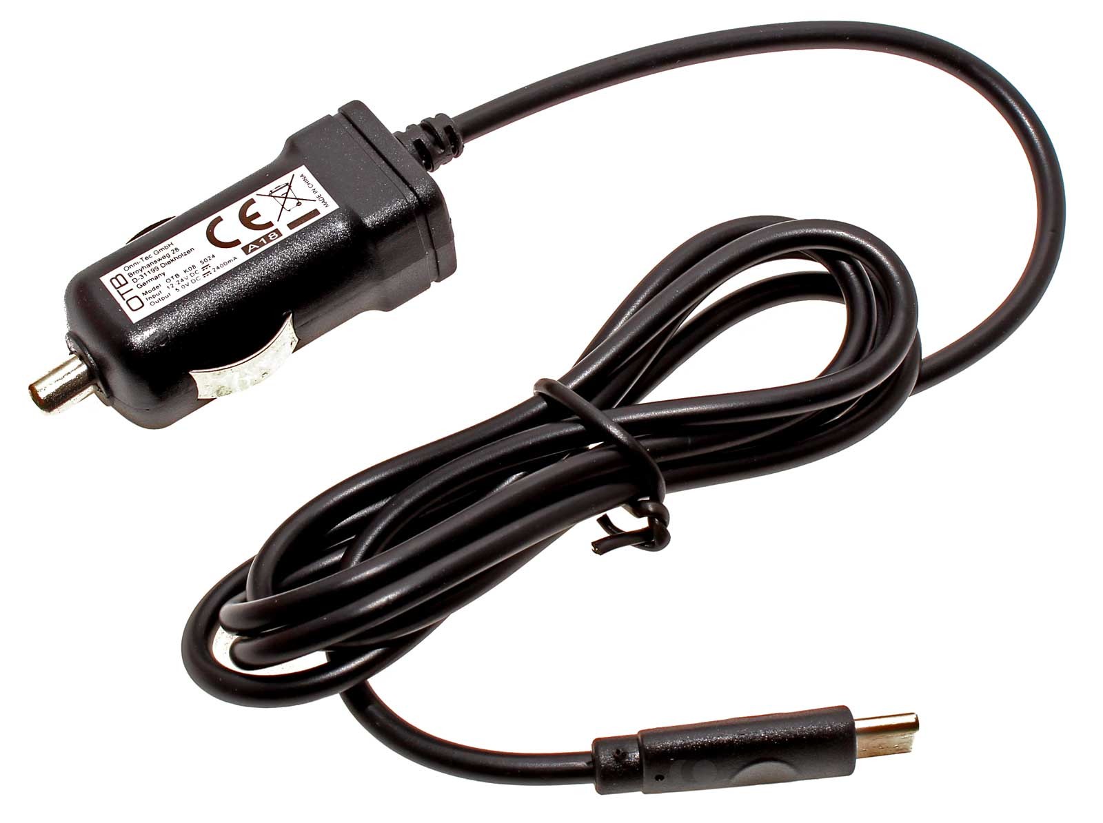 G66C Mini USB Ladegerät abgewinklet nach rechts für Auto mit 3,5m Kabel für  Navigationsgeräte KFZ Ladegerät Adapter Kabel mit USB+ Mini USB 5pin Auto