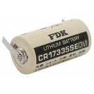FDK (Sanyo) CR17335SE (CR17335-LFU) Lithium-Mangandioxid Batterie, Flat Top, Industriezelle, 2/3 A, U-Lötfahne mit 3 Volt und 1800 mAh Kapazität