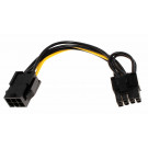 10cm Strom Adapter Kabel intern 6pol Buchse auf 8pol Stecker für PCIe / PCI-Express Grafikkarten, inline 26626
